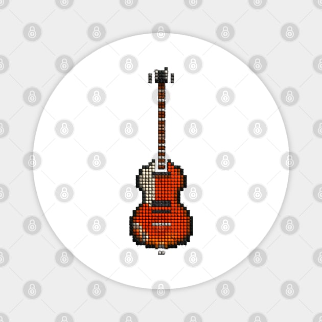 Tiled Pixel Violin Lefty Bass Guitar Upright Magnet by gkillerb